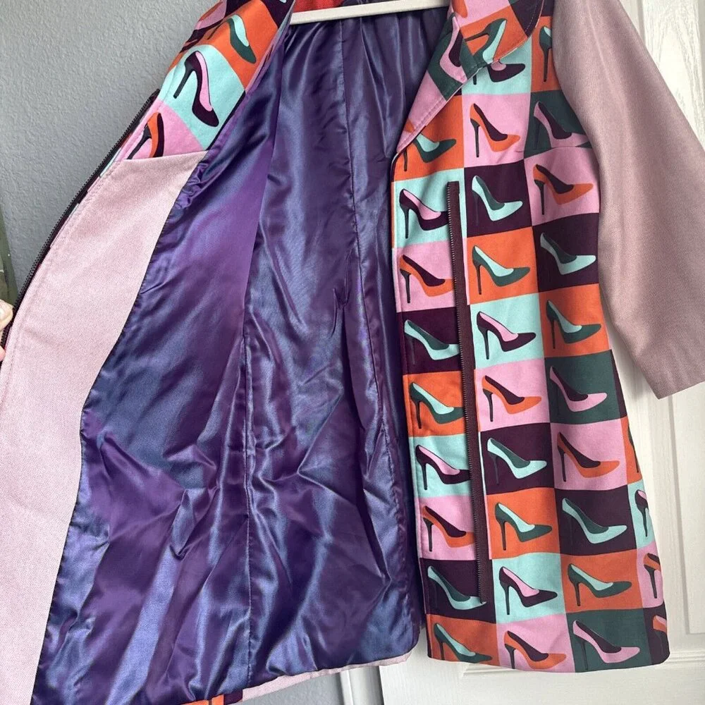 Emily in Paris style Bendita Seas Shoe Novelty Print 60s Style Designer Jacket - Picture 5 of 7